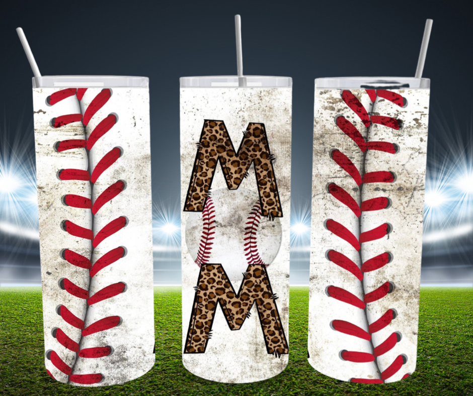 Leopard Baseball Mom 20oz Stainless Steel Tumbler