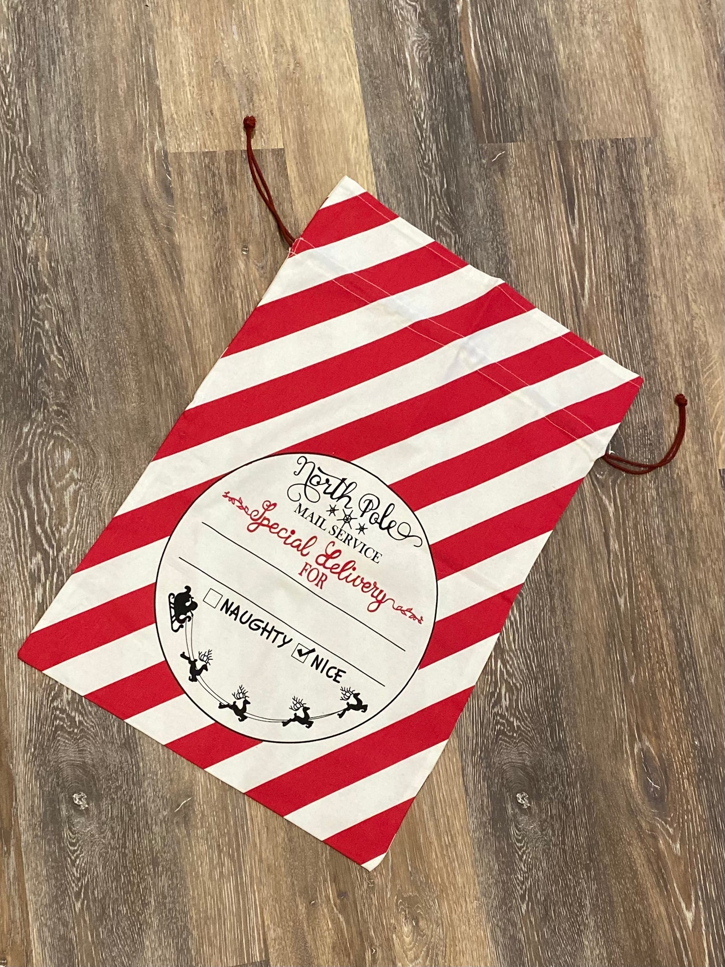 Personalized Santa Mail Service Cinch Tight Gift Bag